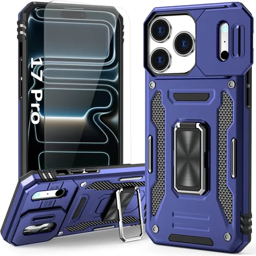 Vista 37 de Funda compatible con iPhone17 Pro con soporte, cubierta de cámara y protector de pantalla HD, doble capa a prueba de golpes, protección contra
