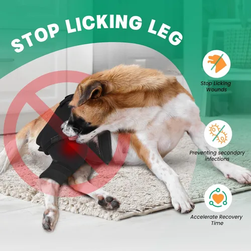 Vista 2 de Funda de pierna trasera para perro para dejar de lamer, protector de pierna trasera para recuperación de TPLO, cirugía de ACL, heridas o problemas