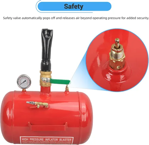 Vista 4 de Asentador de talón de neumático de aire de 5 galones, herramienta explosora de 110 PSI para asentar inflador de neumáticos con medidor por GESEXI