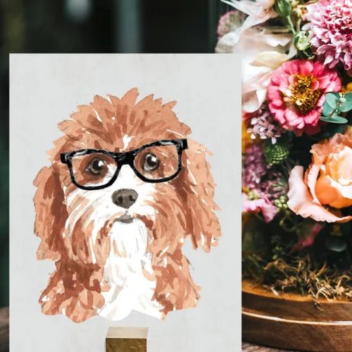 Vista 151 de Andaz Press Póster impreso para pared de perro, 8.5 x 11 pulgadas, Bulldog inglés con gafas negras, 1 paquete, regalo de cumpleaños de Navidad, sin