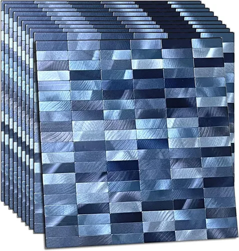 Vista 24 de XUANINY Azulejos de Mosaico de Aluminio Autoadhesivos para Despegar y Pegar, Pegatinas de Azulejos de Pared para Salpicadero de Cocina