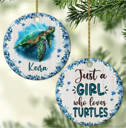 Vista 21 de Hyturtle Adorno de Navidad personalizado para los amantes de los osos, adorno de cerámica con nombre personalizado de Just A Girl Who Loves Bears