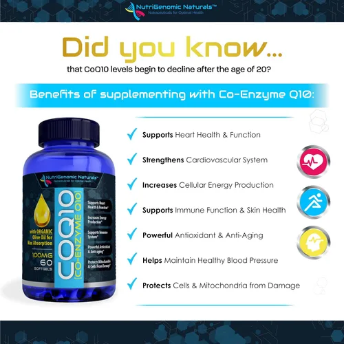 Vista 7 de CoQ10, coenzima Q10, mayor absorción con aceite de oliva orgánico, 100 mg, 60 cápsulas blandas, ubiquinona, ubiquinol, apoya la salud del corazón