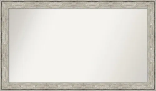Vista 207 de Amanti Art Espejo de baño plateado para sobre el fregadero, 28 x 37 pulgadas, elegante espejo rectangular de peltre cepillado, marco de madera