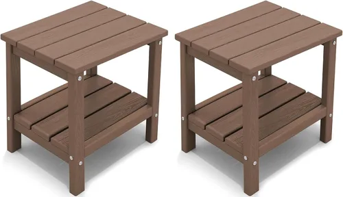 Vista 11 de KINGYES Mesa auxiliar doble, mesa auxiliar Adirondack, color azul marino