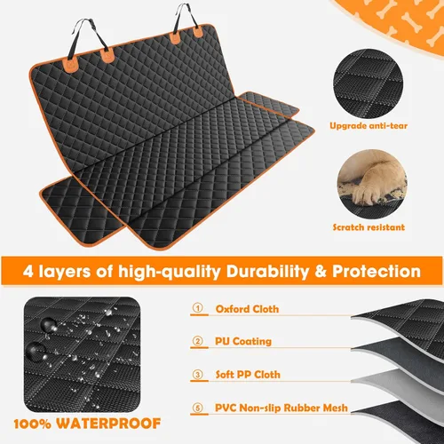 Vista 4 de MIXJOY Funda de asiento para perro para asiento trasero, fundas impermeables para asientos de perros, protector de asiento de automóvil para perros