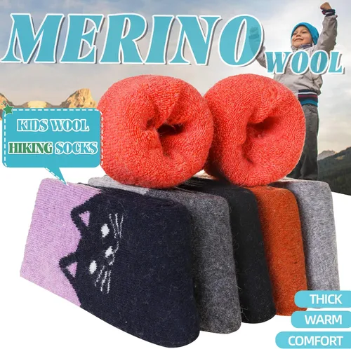 Vista 3 de Eocom - Medias de invierno cálidos de lana para niños y niñas, 6 pares