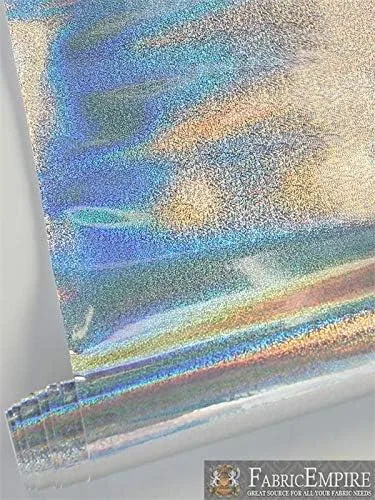 Vista 2 de Fabric Empire Tela brillante con holograma de vinilo plateado brillante, 54 pulgadas de ancho, vendido por The Yard