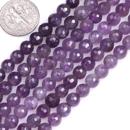 Vista 17 de GEM-Inside - Cuentas sueltas de amatista natural de 0.236 pulgadas (0.236 in), cristal facetado, piedra energética para hacer joyas, 15 pulgadas