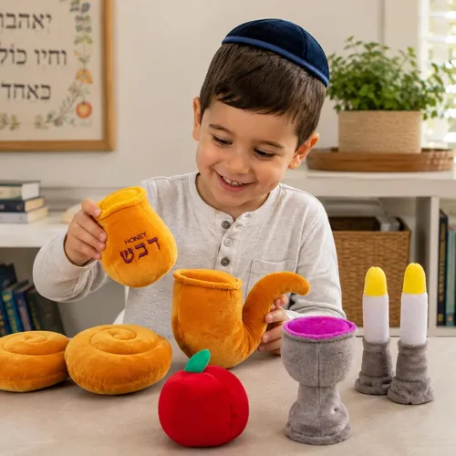 Vista 7 de Rite Lite My Soft Rosh Hashanah - Juego de regalo de Año Nuevo judío, regalos de fiesta de Shana Tova, caja de juego de felpa divertida y educativa