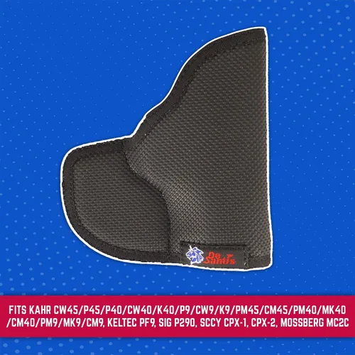 Vista 3 de DESANTIS The Nemesis - Funda de bolsillo ambidiestro negro Kahr PM9, PM40, MK9, MK40, nailon grande