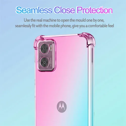 Vista 4 de Funda para Motorola E22, funda para Moto E22i, funda transparente para teléfono con degradado, delgada, antiarañazos, flexible, TPU, funda