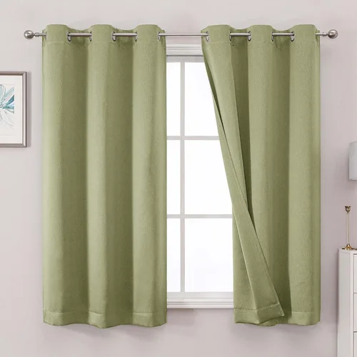 Vista 59 de OWENIE Cortinas 100% opacas de 63 pulgadas de largo, 2 paneles para dormitorio, sala de estar, cortinas superiores con ojales con aislamiento Negro