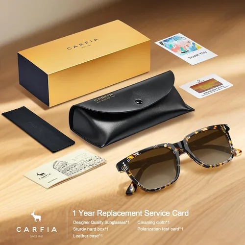 Vista 83 de Carfia Chic - Lentes de sol polarizados para mujer, protección UV400, marco de acetato pulido a mano