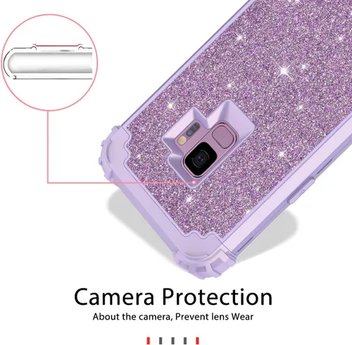 Vista 7 de Casetego Carcasa protectora compatible con Samsung Galaxy S9, robusta funda protectora, híbrida, para uso rudo, resistente a golpes, 3 capas