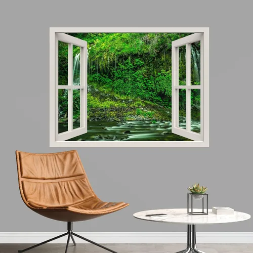 Vista 40 de IDEA4WALL Murales de pared para dormitorio, vista de ventana falsa, bosque, papel tapiz extraíble, calcomanías de pared para despegar y pegar, 24 x