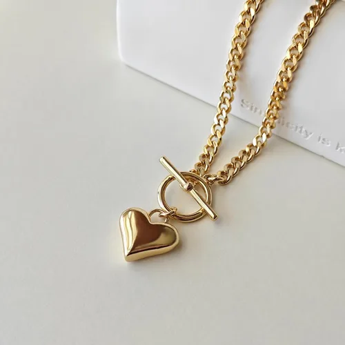 Vista 5 de Zeffy - Lindo collar de corazón chapado en plata/oro de 18 quilates, collar de cadena con dije de corazón pequeño para mujer, joyas delicadas