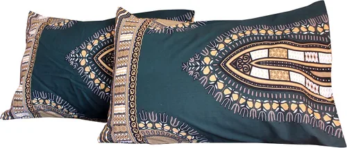 Vista 16 de Fundas de almohada en African Dashiki Art 100% algodón tejido Batik estampados, juego de 2 fundas, negro amarillo