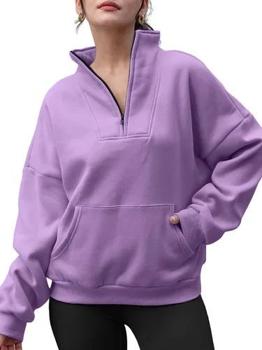 Vista 5 de Trendy Queen Sudaderas con media cremallera, sudaderas con capucha de gran tamaño, suéteres de otoño 2024 Y2K ropa de invierno