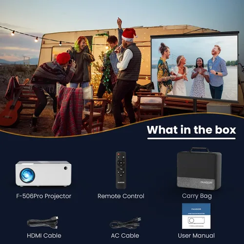 Vista 6 de FANGOR Proyector HD 1080P, proyectores WiFi Bluetooth, pantalla de proyección máxima de 230 pulgadas, proyector portátil de cine en casa