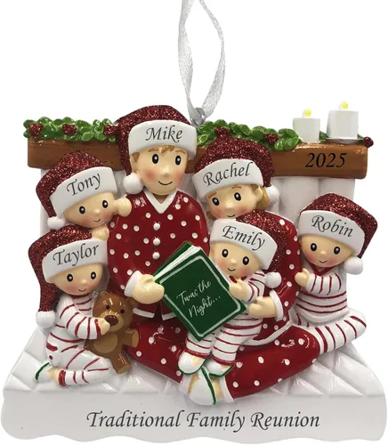 Vista 6 de Adorno de Navidad familiar 2025 – Adorno personalizado para familias – Adorno familiar personalizado – Regalo de recuerdo decorativo para árbol