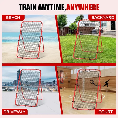 Vista 6 de Red de rebote para voleibol de 7x4 pies, red de rebote ajustable de 5 ángulos para practicar zambullidas, posicionamiento, clavado