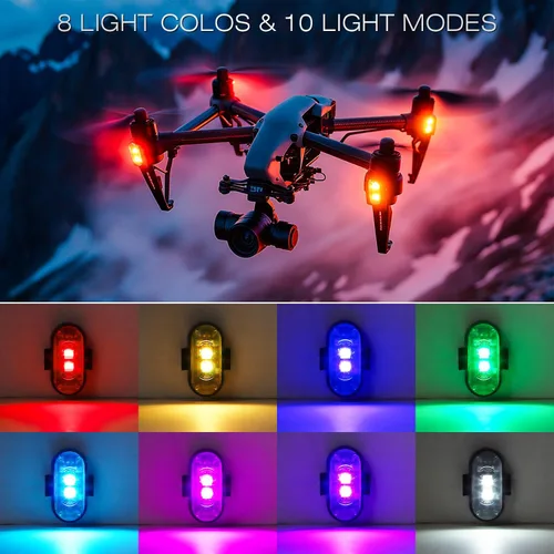 Vista 2 de 4 piezas de luces estroboscópicas LED inalámbricas con control remoto, luces LED recargables inalámbricas de 8 colores para Halloween