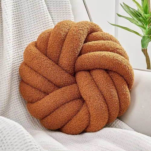 Vista 20 de Uvvyui - Almohadas de nudo, cojines decorativos de 14 pulgadas, almohadas redondas, cojín para sofá, almohada de bola anudada suave hecha a mano