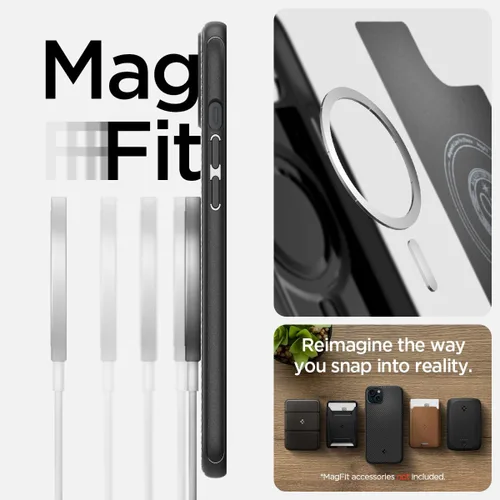 Vista 14 de Spigen Mag Armor MagFit - Funda diseñada para iPhone 15, para iPhone 14 (2023) [protección de grado militar] compatible con MagFit, color negro mate