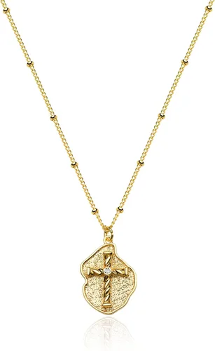 Vista 80 de Fettero - Collar con dije de cruz de fe, chapado en oro de 14 K, cadena fina, minimalista, simple, pequeña, para oración, regalo de joyería religiosa