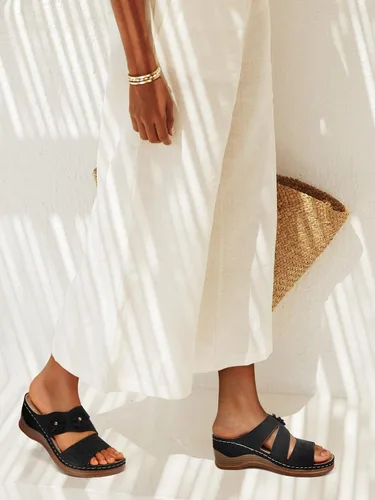 Vista 5 de SHIBEVER Sandalias de cuña para mujer sandalias de cuña con puntera abierta y cómodas de verano