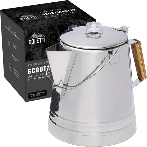 Vista 8 de COLETTI Cafetera de Café Percolador para Acampar Butte — Cafetera de Café Percolador, SIN Aluminio ni Plástico [14 Tazas]