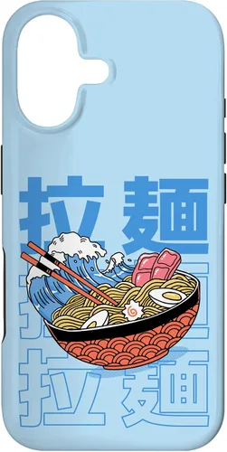 Vista 32 de The Great Ramen Off Kanagawa - Carcasa para iPhone 16, diseño tradicional japonés