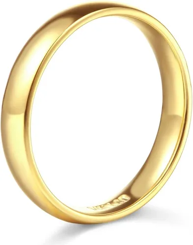 Vista 2 de Alianza de boda de oro blanco o amarillo de 14 k de 0.157in de ajuste cómodo