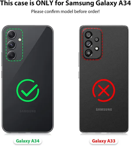 Vista 7 de Jiunai Funda para Samsung Galaxy A34, resistente, a prueba de golpes, de doble capa, protección de puerto, híbrida, resistente, para Samsung Galaxy