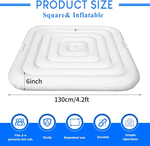 Vista 2 de Cubierta Inflable para Jacuzzi Tapa de Ahorro de Energía para Jacuzzi al Aire Libre, Cubierta Protectora Resistente al Viento e Impermeable