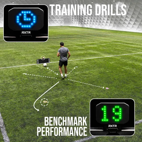 Vista 3 de RXTR Reaction Training Light - Dispositivo inteligente de entrenamiento de fútbol con puntuación en tiempo real, taladros incorporados, compatible