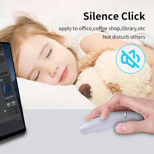 Vista 3 de ACOZYKITTEN Arc - Ratón Bluetooth con Bluetooth, ultra delgado, recargable, inalámbrico, curvado, modo dual (BT5.0/3.0+2.4G), mouse de viaje