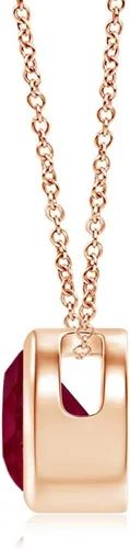 Vista 2 de ANGARA - Collar con colgante solitario de rubí natural con diamante en oro macizo de 14 quilates, platino para mujeres y niñas con cadena de 18
