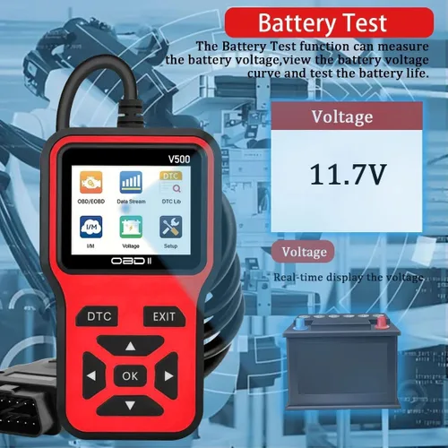 Vista 6 de Herramienta de diagnóstico del escáner V500 OBD2, lector de código profesional con transmisión de datos en tiempo real, búsqueda de DTC, preparación