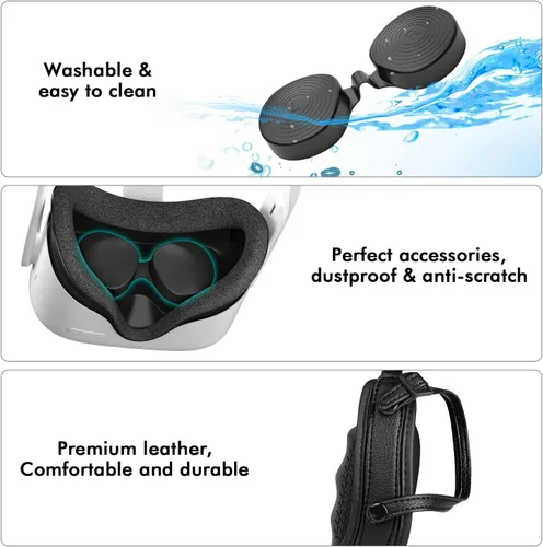 Vista 5 de Controller Grips Cover for Oculus Quest 2, Anti-Leakage Silicone Face Cover for Oculus Quest 2, with Lens Protective Cover and VR Shell, Accessories