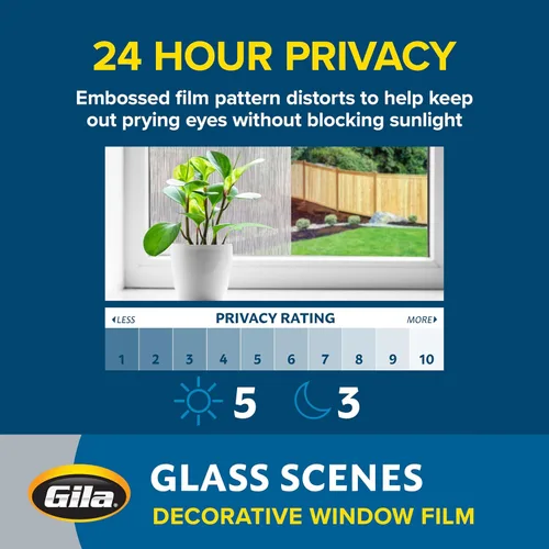 Vista 9 de Gila® Lámina de cristal para decoración de privacidad en cascada, adherencia estática, sin pegamento, sin adhesivo, 3 pies x 6.5 pies