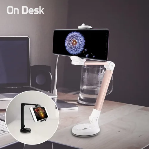 Vista 5 de Cellet Soporte de teléfono para automóvil – Soporte para parabrisas y salpicadero, fuerte succión, plegable negro