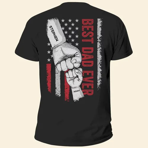 Vista 4 de LOVELYPOD Camisa personalizada con la bandera estadounidense con el nombre de los niños, camisa personalizada para papá con nombre de los niños