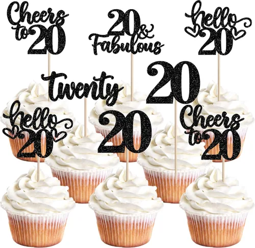Vista 8 de 30 piezas de adornos para cupcakes de 12 cumpleaños feliz, brillantes doce, hola 12, felicitaciones a 12 años, adornos para cupcakes, 12
