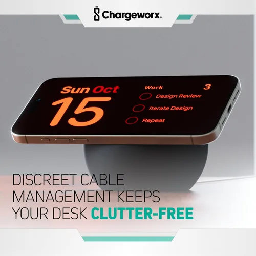 Vista 8 de CHARGEWORX Soporte de carga inalámbrico magnético compatible con Magsafe, soporte de silicona premium para iPhone 16/15/14/13/12, gestión discreta