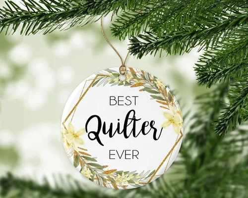 Vista 3 de Quilter Adorno de Navidad – Regalo de adorno de Navidad para Quilter – El mejor quilter del mundo – Mejor quilter – Regalos de edredón impresos