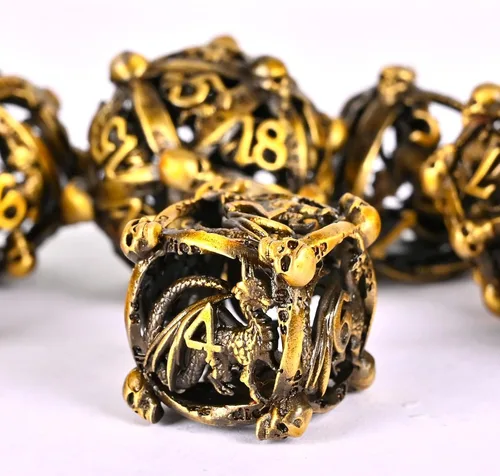 Vista 7 de DND - Juego de dados de metal, UBEUCK 7 piezas de dados de metal DND para cajas de juegos de mesa de Calabozos y Dragones