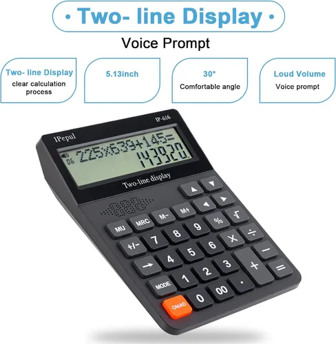 Vista 4 de Calculadora de escritorio, calculadoras básicas de escritorio iPepul con botones grandes y pantalla de 2 líneas, calculadora simple de 4 funciones