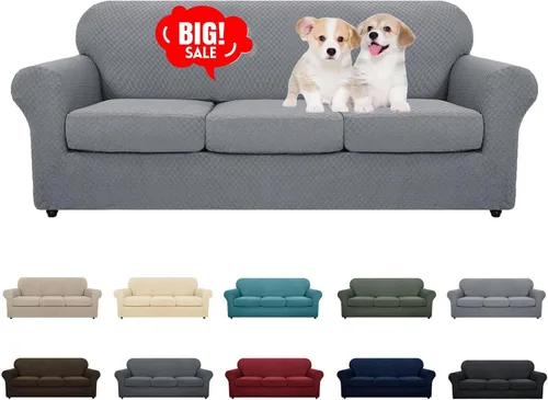 Vista 27 de MAXIJIN funda para sofá de 4 piezas, para sofás de 3 plazas, muy elástica, no se desliza, para perros, para mascotas, protector elástico de muebles